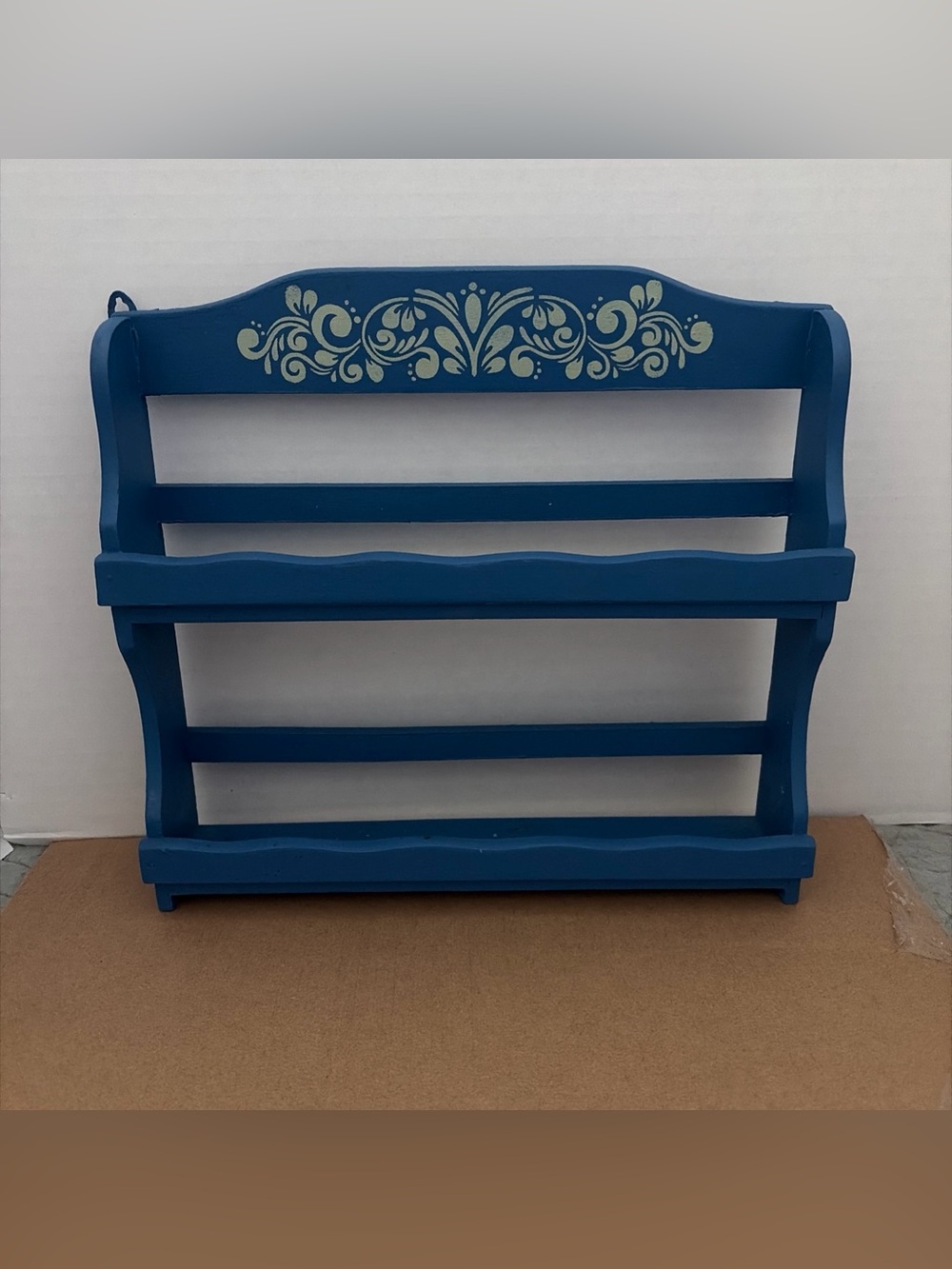 Vintage 2 Tier Wood Spice Rack Shelf Country Farmhouse Kitchen Wall Hanging